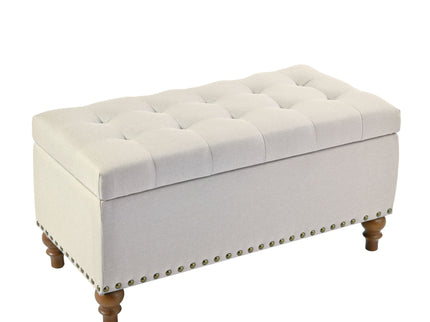 Upholstered Ottoman With Storage And Rivet Trim