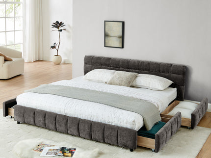 Modern Platform Bed Frame With Thick Fabric