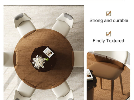 Modern Round Dining Table Set With Glass Top And Steel Legs