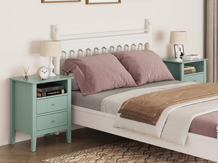 Fluted Nightstand With 2 Drawers