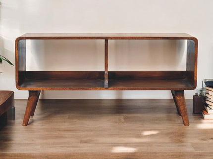 Curved Double Slot Media Unit - Dark Brown