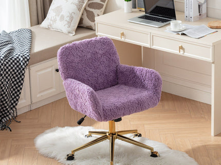 Office Chair, Artificial Rabbit Hair Home Office Chair With Metal Base, Adjustable Desk Chair Swivel Office Chair, Vanity Chair