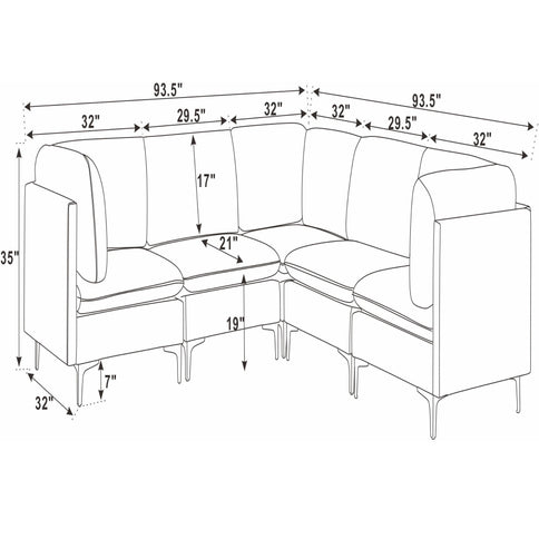 Upholstered Modular Sectional With Tall Legs