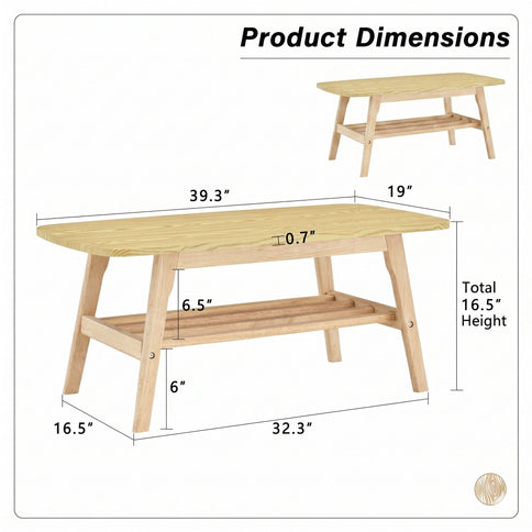 Coffee Table With Double Layer Storage For Living Rooms - Wood