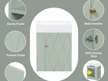 Modern Bathroom Vanity With Sink, Diamond Pattern Doors