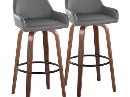 Daniella - Contemporary Fixed Height, Barstool & Swivel And Round Footrest (Set of 2)