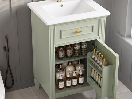 Bathroom Vanity With Sink, Adjustable Shelf, Tilt-Out Drawer