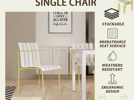 4 Piece Set Of Modern Color Block Designed Single Chairs With Round Table