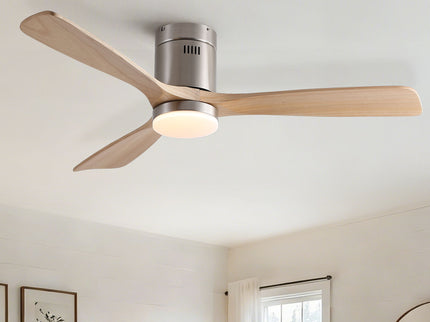 Low Profile Flush Mount Intergrated LED Ceiling Fan With Light And Silent Reversible Motor