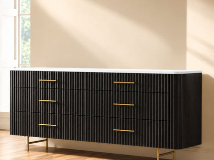 Clayten - Dresser - Espresso / White Marble
