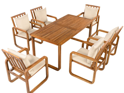 7 Piece Outdoor Patio Dining Set With Removable Cushions