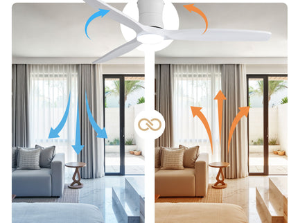 52" Ceiling Fan With Light, Dimmable DC Reversible Motor, 3 Blades