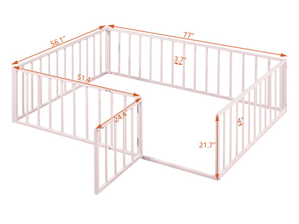 Metal Floor Bed Frame With Fence And Door
