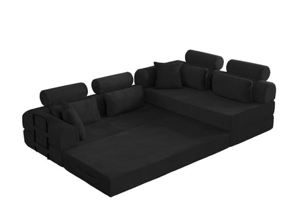 Modern L-Shape Modular Sectional Sofa, Compressed Design