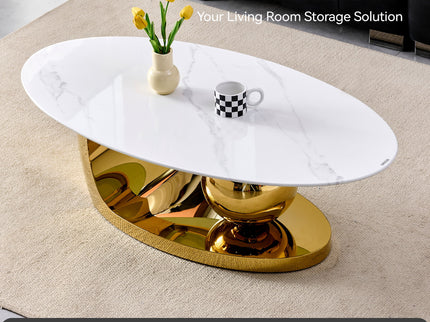 Oval Coffee Table With Geometric Precision