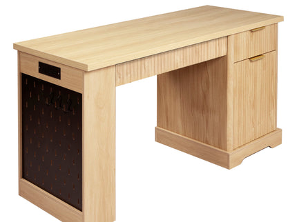 Modern Fluted Office Desk With Storage Cabinet