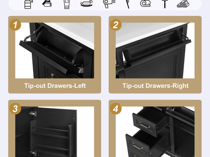Modern Bathroom Vanity With Sink Top, 4 Drawers And 1 Soft-Close Door