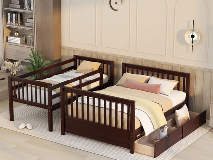Bunk Bed With Ladders And 2 Storage Drawers