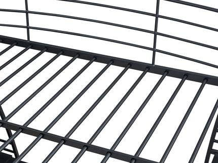 Loft Bed With 4 Layers Of Shelves And L-Shaped Desk, Stylish Metal Frame Bed With A Set Of Sockets, USB Ports And And Wireless Charging