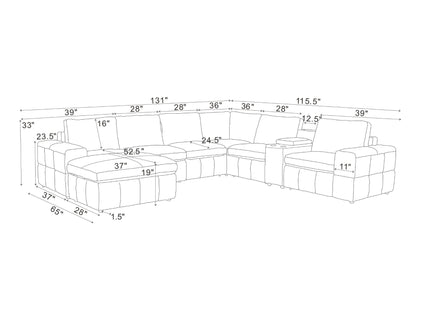 Modular Sectional With Large Square Arms, Custom Configuration