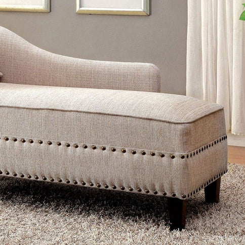 Chaise With Nailhead Trim And Plush Pillow