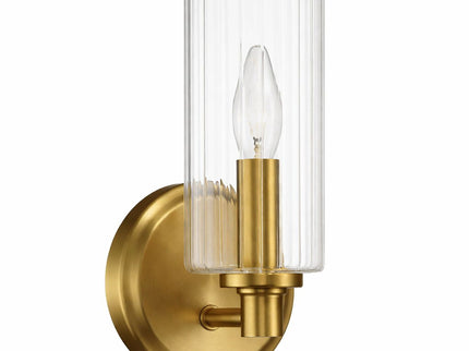 Jardin - Single Light Wall Sconce With Clear Ribbed Satin - Clear / Gold