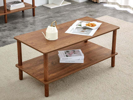 Modern 2 Tier Coffee Table With Open Storage Shelf For Living Room