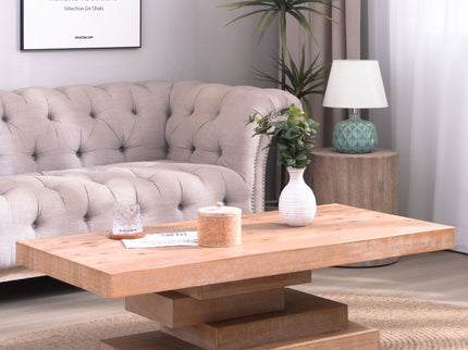 Modern Rustic Coffee Table, Rectangular Center Table For Living Room - Natural Wood Wash / Rustic
