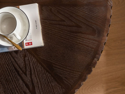 Round Retro Coffee With Solid Wood Legs