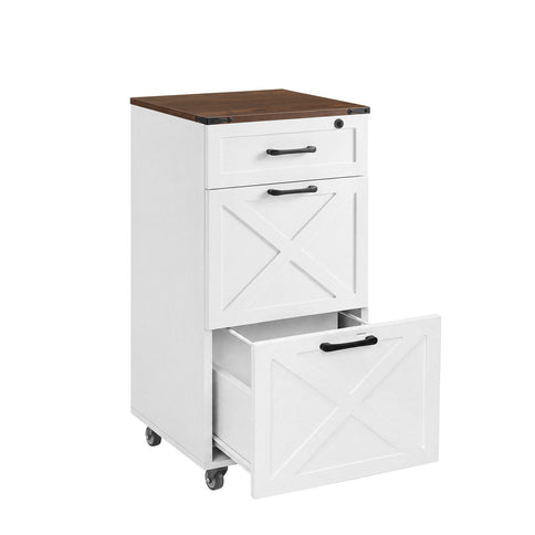 3 Drawer File Cabinet With Wheels, Vertical Rolling Storage For Letter / A4, Printer Stand & Mobile Organizer For Home Office - White