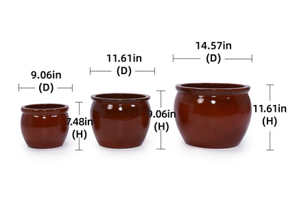 3 Pieces Ceramic Flowerpot, Planter For Patio, Garden Or Windowsills