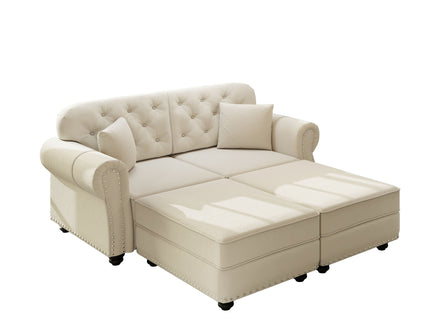Upholstered Sofa Set With Nailhead Trim And Rolled Armrests, Includes Pillows