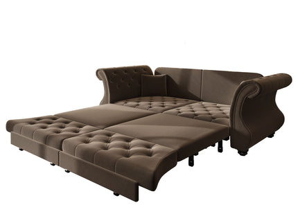 Oversized Chesterfield Pull Out Sofa Bed, Roll Arm Couch With Flower Tufting For Living Room