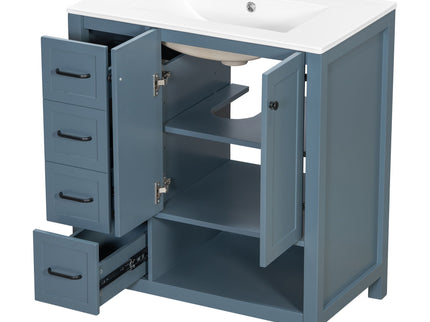 Bathroom Vanity With Sink Top, Bathroom Vanity Cabinet With 2 Doors And 2 Drawers, Open Shelf
