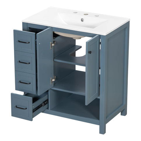Bathroom Vanity With Sink Top, Bathroom Vanity Cabinet With 2 Doors And 2 Drawers, Open Shelf