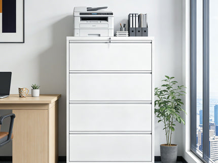 Lateral File Cabinet, Locking Heavy Duty, Anti-Tip Safety Interlock, Vertical Storage For Letter/Legal/A4 Files