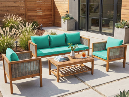 Patio Set Outdoor With Coffee Table And Cushions