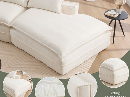 Modern Minimalist Modular Sectional Sofa With Deep Seats And Right Facing Chaise