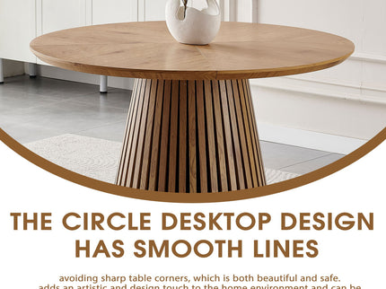 Round Dining Table For Dining Room - Natural Wood