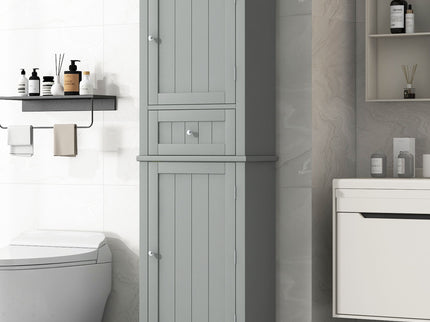 Tall Freestanding Bathroom Storage Cabinet With Drawer And Adjustable Shelf