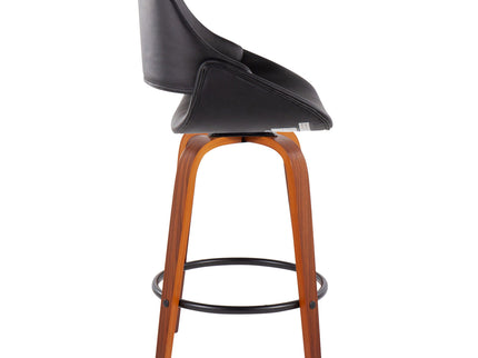Fabrico - Mid Century Modern Fixed Height Counter Stool And Round Footrest (Set of 2)
