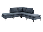 Blue / 2 Pc. Symmetrical Sectional, Ottoman
