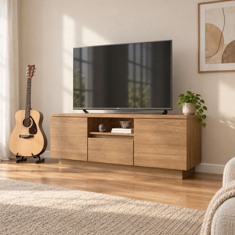TV Stand For TVs Up To 50" With 1 Drawer And 2 Doors - Oak