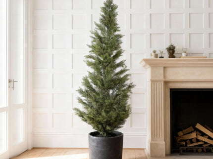 Realistic Artificial Cypress Tree, UV Resistant Indoor / Outdoor Topiary Plant For Decoration - Green Leaves