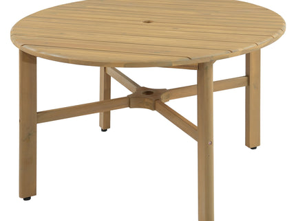 5 Piece Round Patio Table & Cushioned Armrest Chairs, Outdoor Dining Set With Umbrella Hole