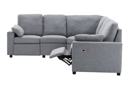Power Recliner Sectional Sofa Home Theater Reclining Sofa With Two USB Ports, Two Storage Drawers For Living Room