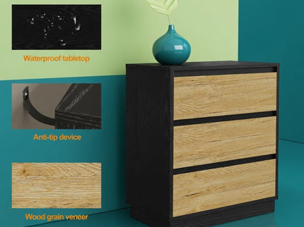 3 Drawer Nightstand, Bedroom Side Table