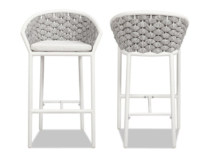 Rowan - Rope Barrel Low Back Patio Counter Stool (Set of 2) - Optic White