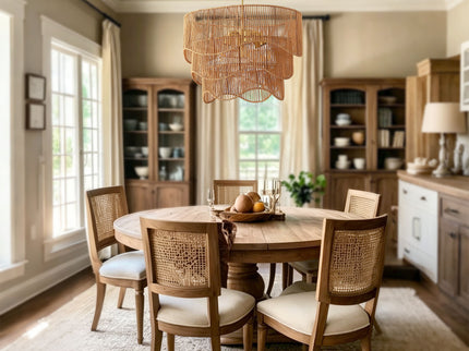 Chandelier With 7 Light E26 Base, Adjustable Height Wave Pendant Light For Living Room - Gold