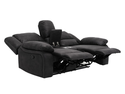 Reclining Console Loveseat - Black - Fabric